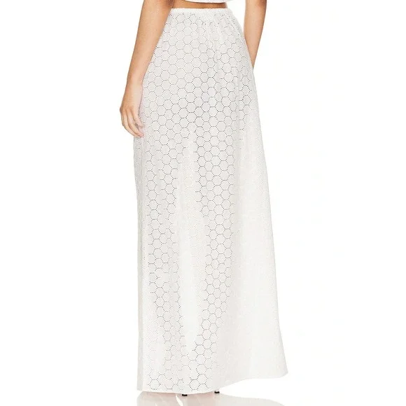 Lovers + Friends Fiona Cottagecore Romantic Maxi Skirt White Eyelet Lace XS - Picture 12 of 12